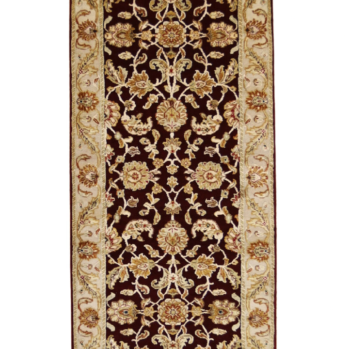 2'8" x 7'11" RED AND IVORY JAIPUR FLORAL INDIAN RUG