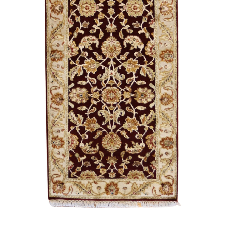 2'8" x 7'11" RED AND IVORY JAIPUR FLORAL INDIAN RUG