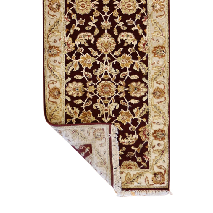 2'8" x 7'11" RED AND IVORY JAIPUR FLORAL INDIAN RUG