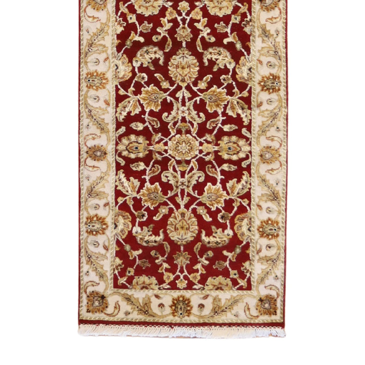 2' 6" x 8' 0" RED AND IVORY JAIPUR FLORAL INDIAN RUG