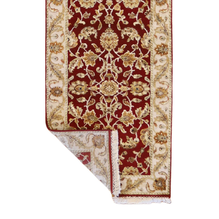 2' 6" x 8' 0" RED AND IVORY JAIPUR FLORAL INDIAN RUG
