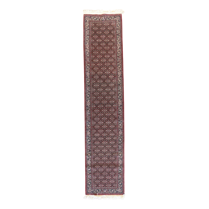 2' 7" x 12' 0" BURGUNDY AND GREEN TABRIZ FISH DESIGN TURKISH RUG