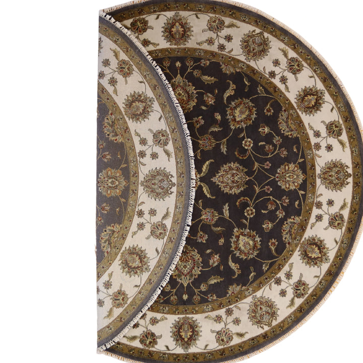 8'1" x 8'2" GRAY AND BEIGE JAIPUR FLORAL INDIAN RUG