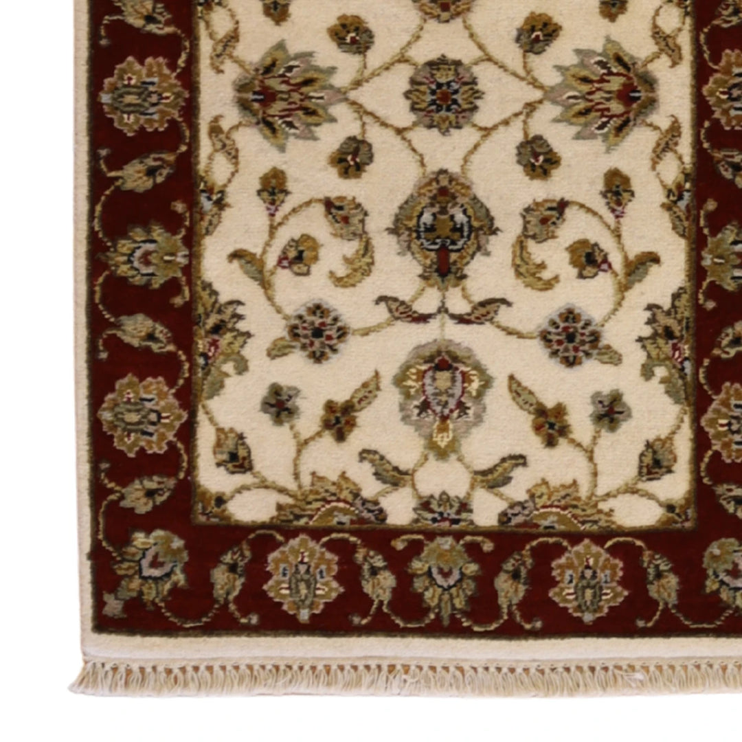 2'1" x 3'1" IVORY AND RED JAIPUR FLORAL INDIAN RUG