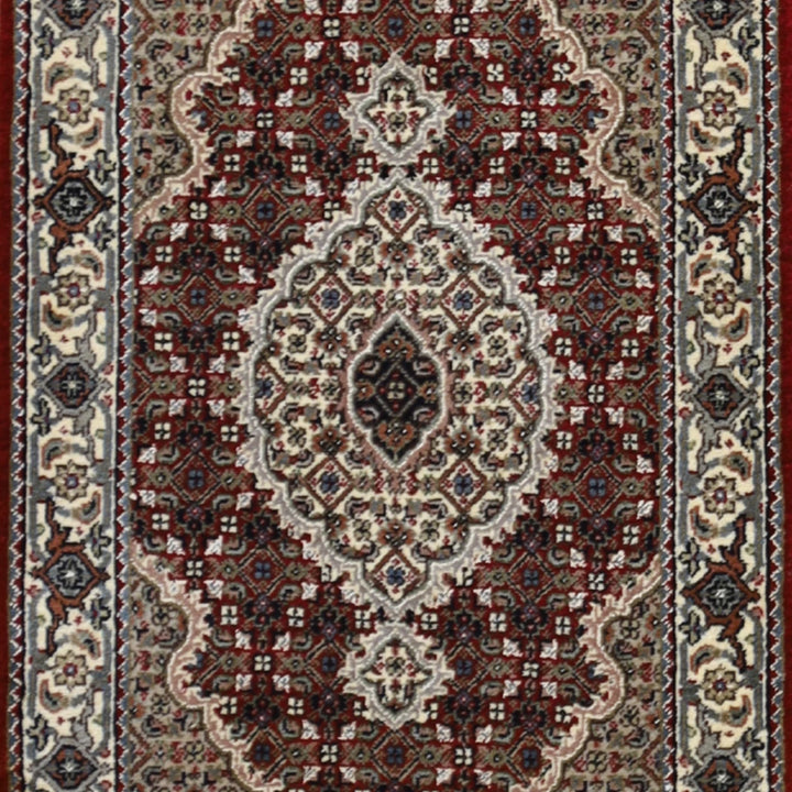 2'0" x 3'0" RED AND IVORY TABRIZ FISH DESIGN INDIAN RUG