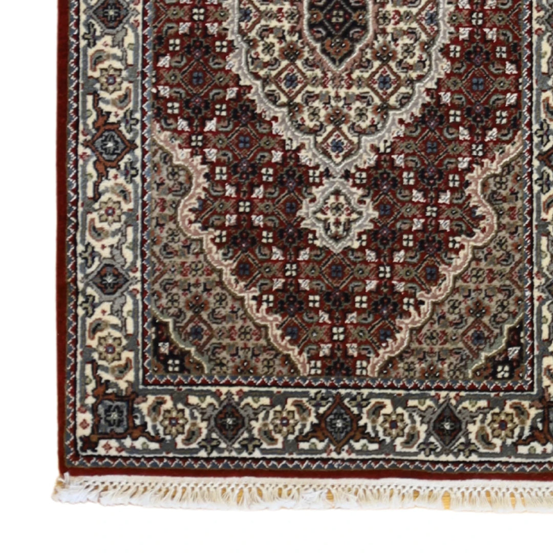 2'0" x 3'0" RED AND IVORY TABRIZ FISH DESIGN INDIAN RUG