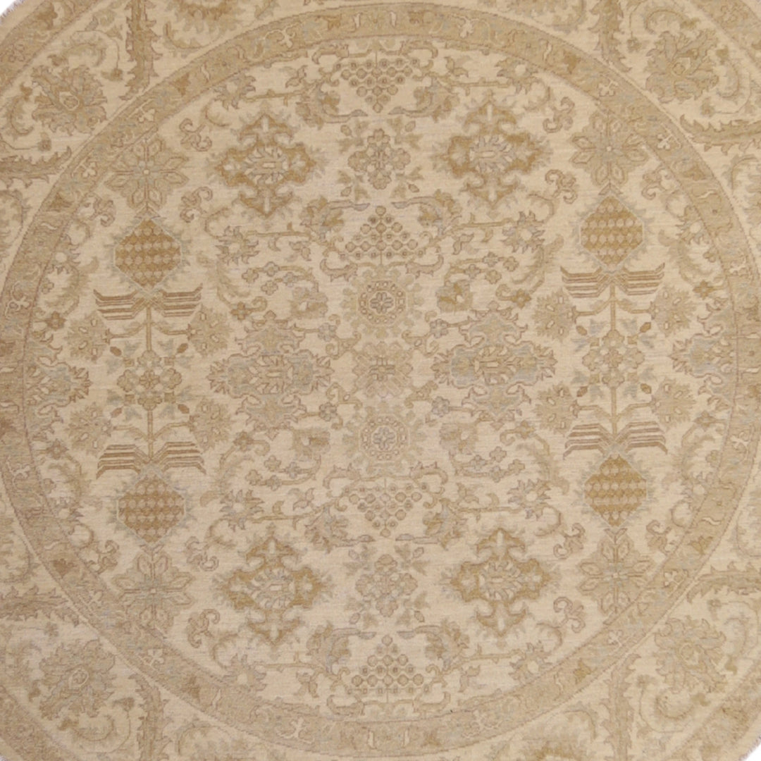 6'6" x 6'6" BEIGE AND BEIGE PESHAWAR FLORAL PAKISTANI RUG