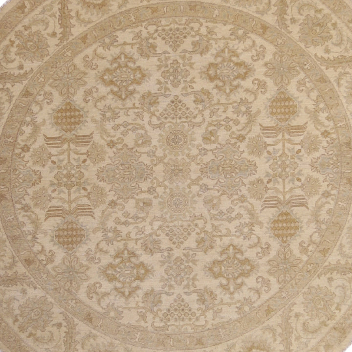 6'6" x 6'6" BEIGE AND BEIGE PESHAWAR FLORAL PAKISTANI RUG