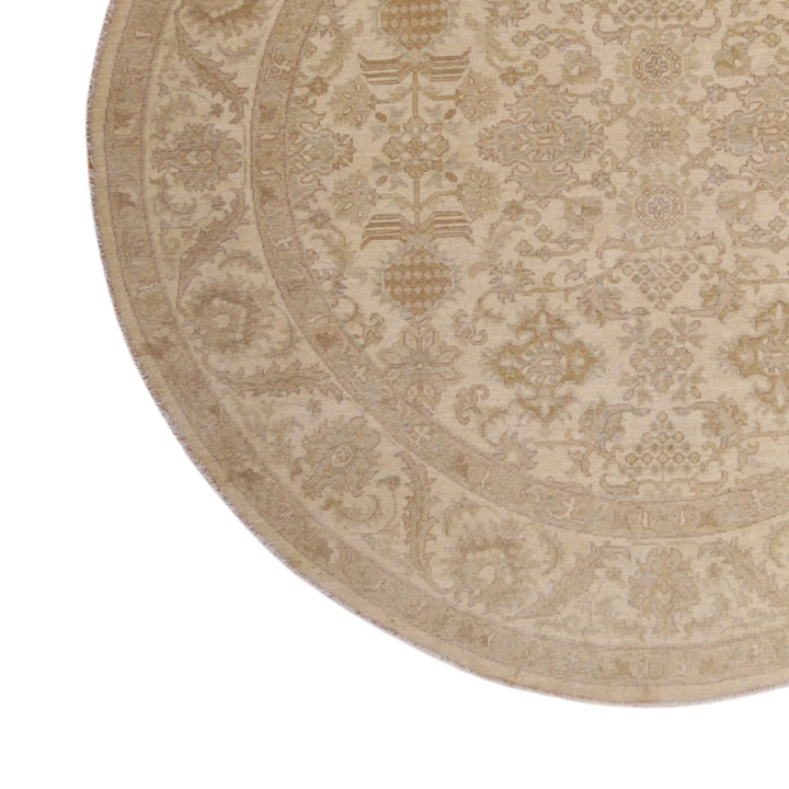 6'6" x 6'6" BEIGE AND BEIGE PESHAWAR FLORAL PAKISTANI RUG