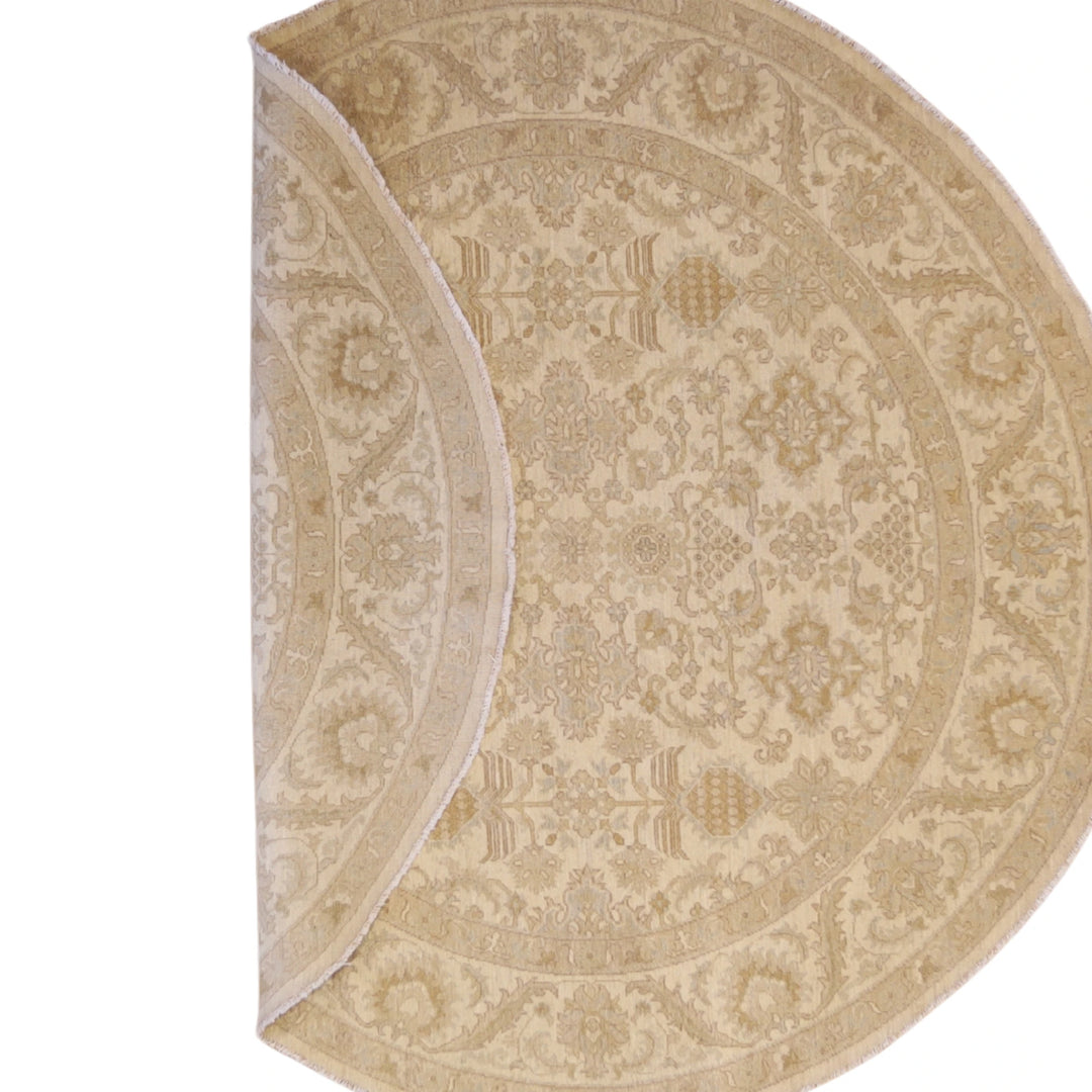6'6" x 6'6" BEIGE AND BEIGE PESHAWAR FLORAL PAKISTANI RUG