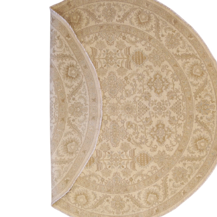6'6" x 6'6" BEIGE AND BEIGE PESHAWAR FLORAL PAKISTANI RUG