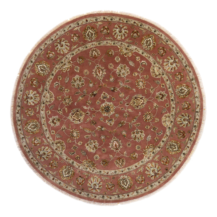 8'1" x 8'1" MAUVE AND MAUVE JAIPUR FLORAL INDIAN RUG
