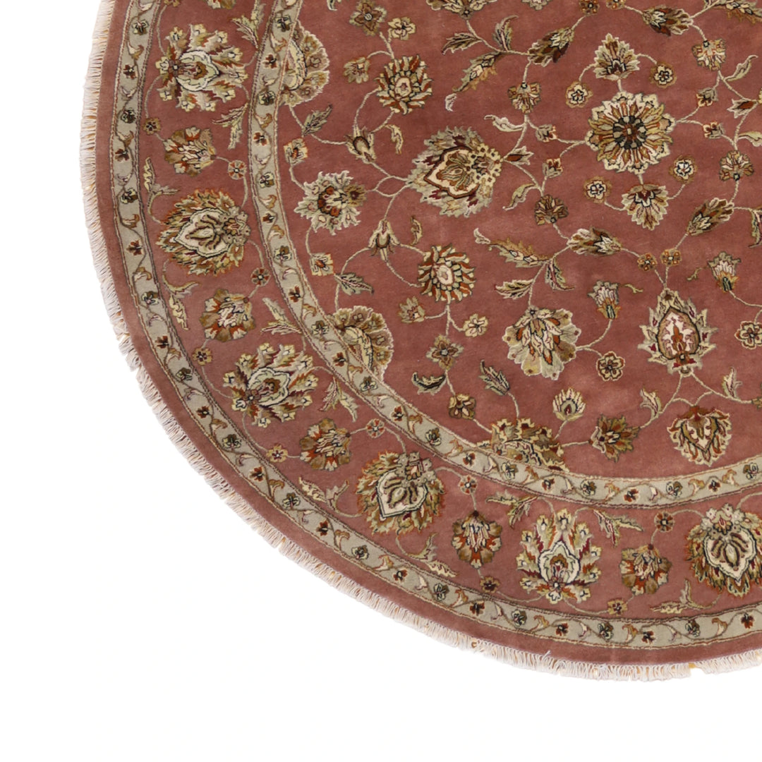 8'1" x 8'1" MAUVE AND MAUVE JAIPUR FLORAL INDIAN RUG