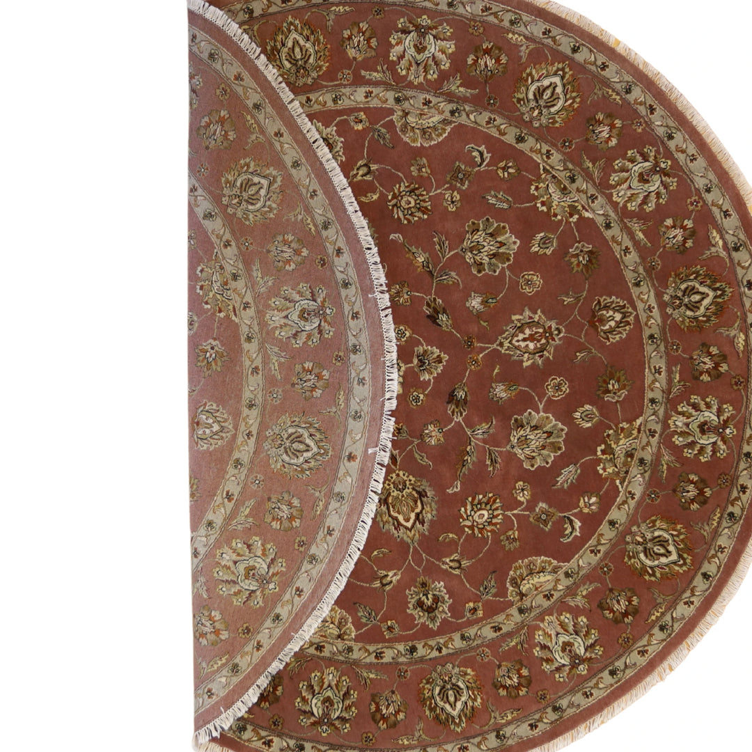 8'1" x 8'1" MAUVE AND MAUVE JAIPUR FLORAL INDIAN RUG