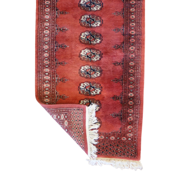 2'7" x 10'0" RUST AND RUST BOKARA GEOMETRIC PAKISTANI RUG