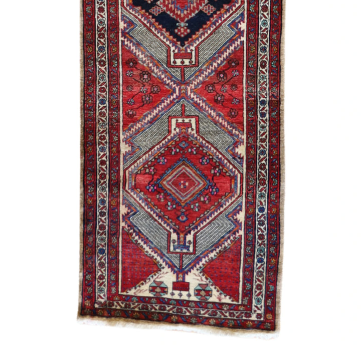 3' 2" x 19' 8" RED AND BEIGE SARAB GEOMETRIC PERSIAN RUG