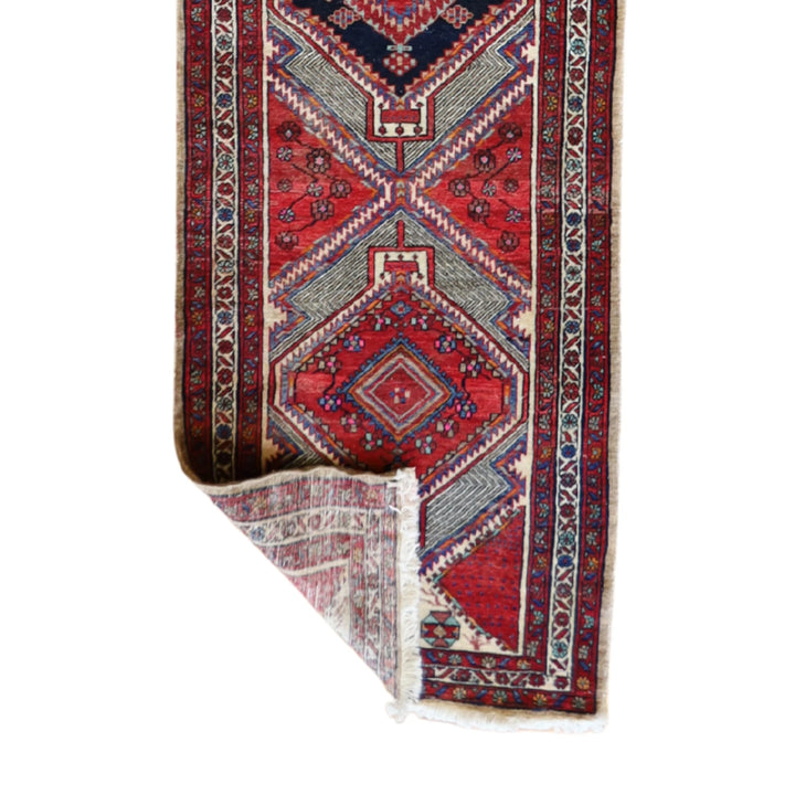 3' 2" x 19' 8" RED AND BEIGE SARAB GEOMETRIC PERSIAN RUG