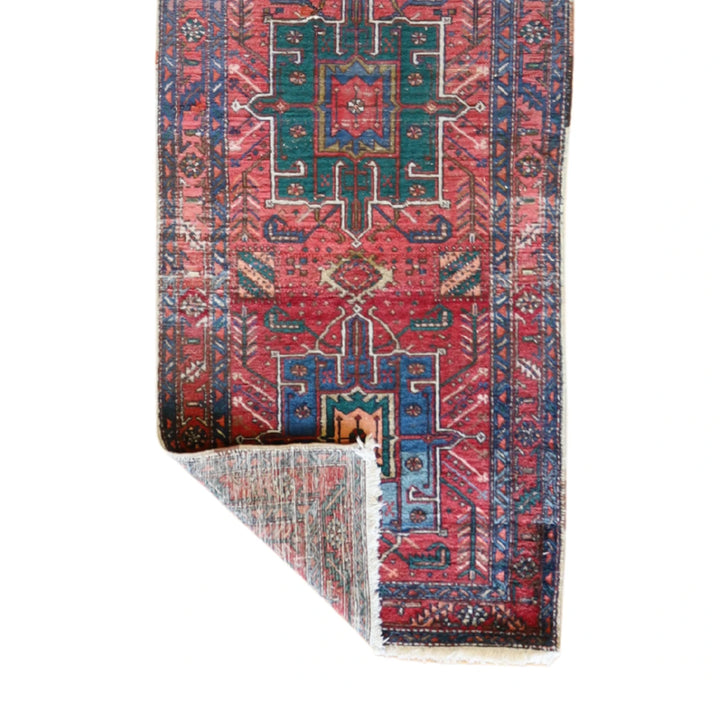 3' 2" x 11' 2" RUST AND RUST KARAJEH GEOMETRIC PERSIAN RUG