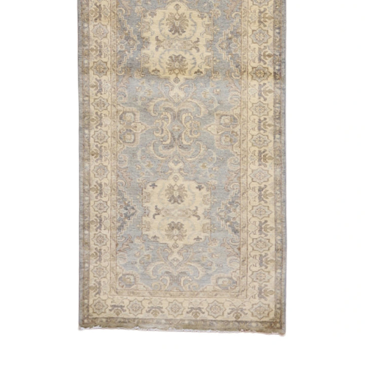 2' 8" x 11' 10" BLUE AND BEIGE PESHAWAR FLORAL PAKISTANI RUG
