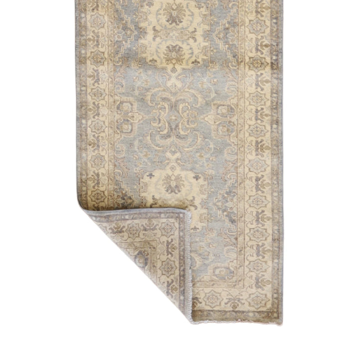 2' 8" x 11' 10" BLUE AND BEIGE PESHAWAR FLORAL PAKISTANI RUG