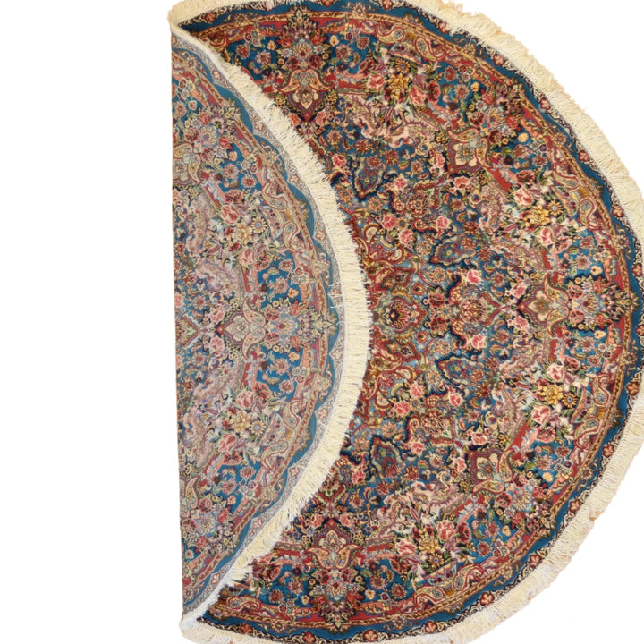 6'7" x 6'7" TEAL AND BEIGE TABRIZ FLORAL PERSIAN RUG