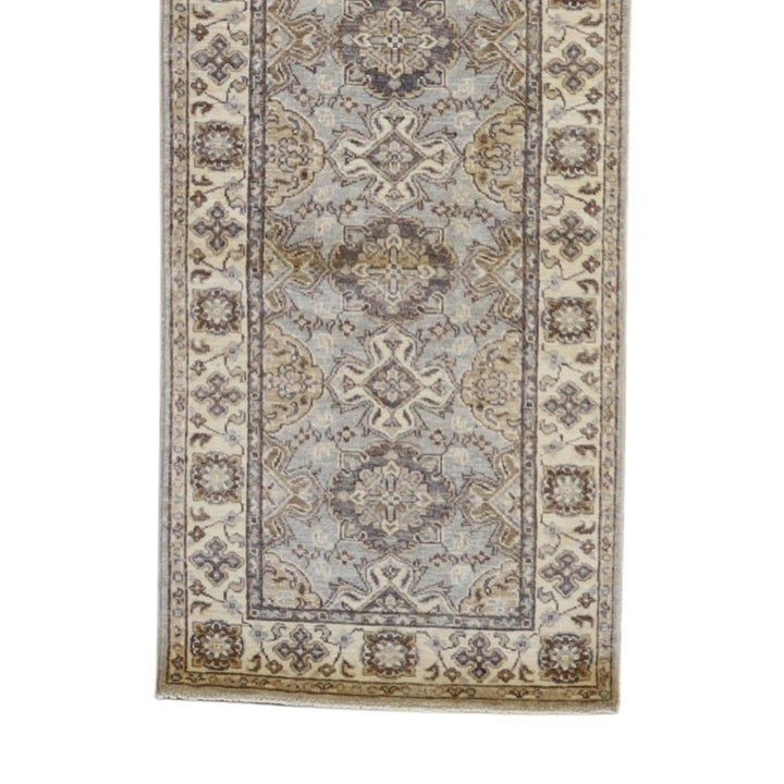 2'8" x 9'11" BLUE AND BEIGE PESHAWAR GEOMETRIC PAKISTANI RUG
