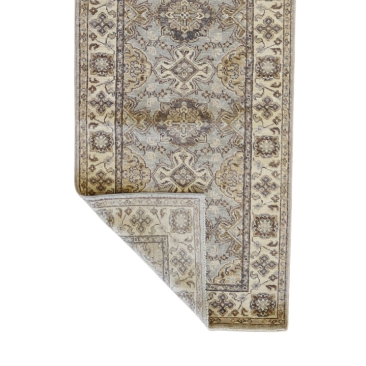 2'8" x 9'11" BLUE AND BEIGE PESHAWAR GEOMETRIC PAKISTANI RUG