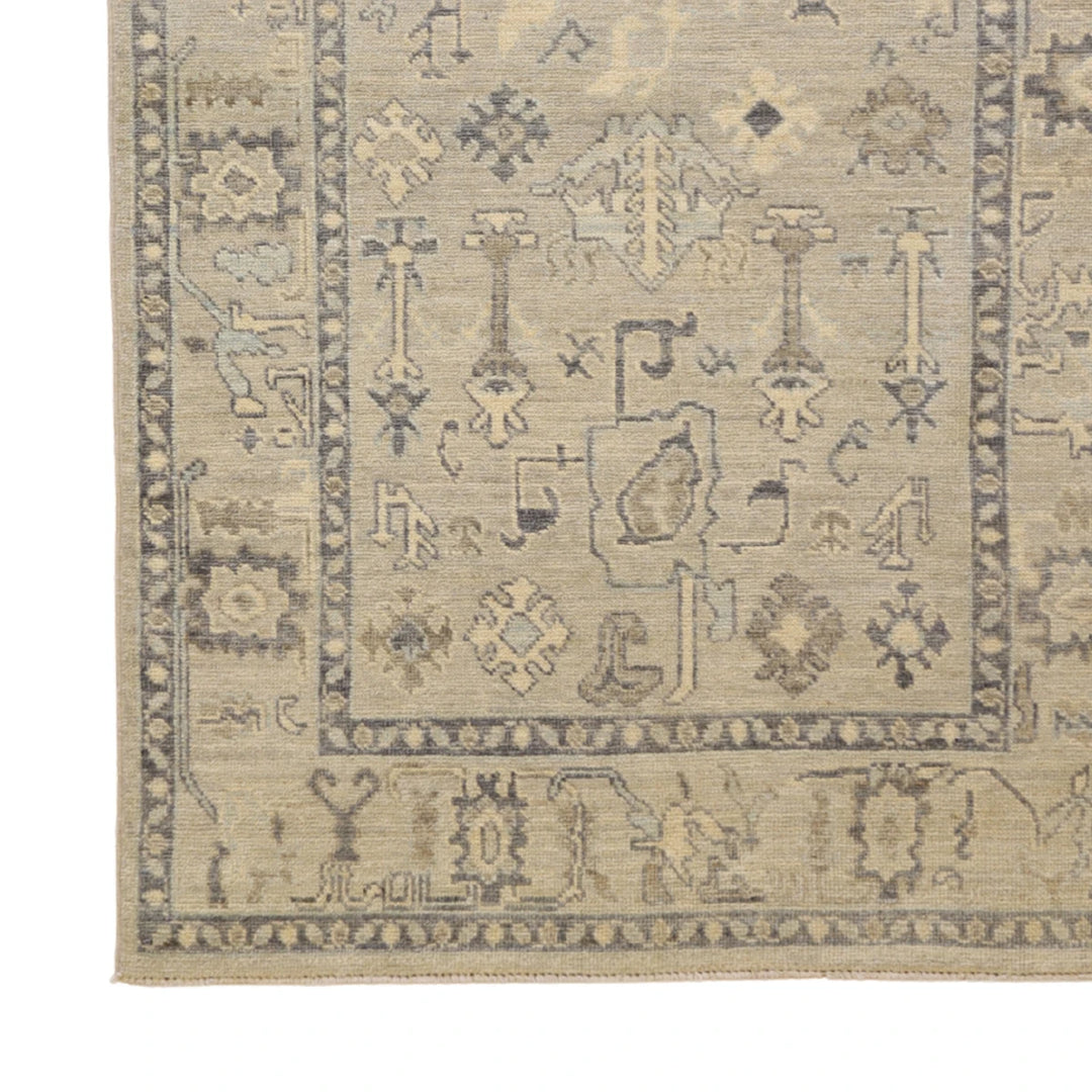 3'11" x 5'11" BLUE AND BLUE OUSHAK GEOMETRIC PAKISTANI RUG