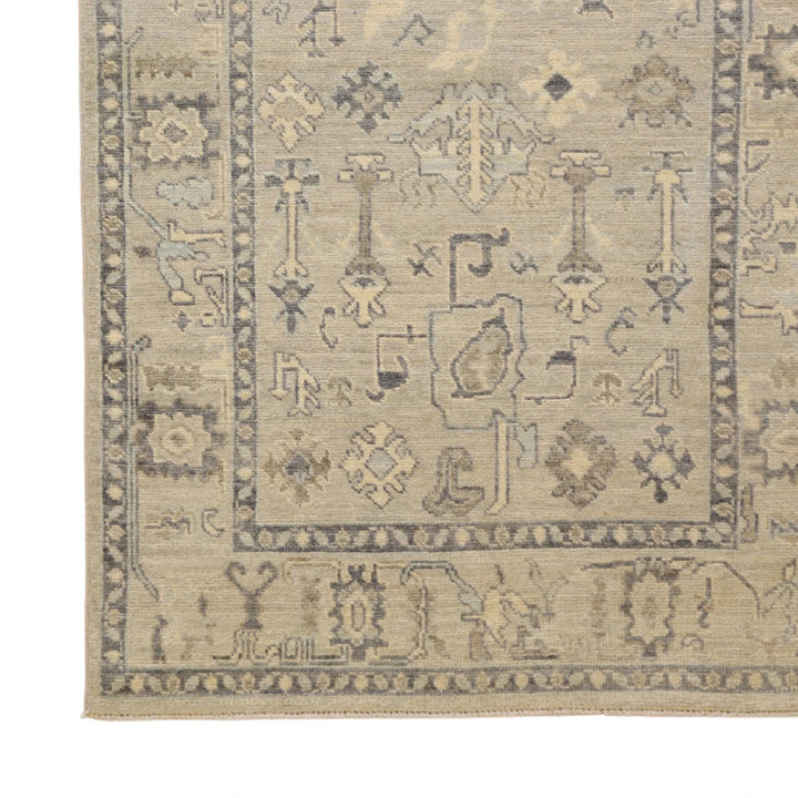 3'11" x 5'11" BLUE AND BLUE OUSHAK GEOMETRIC PAKISTANI RUG