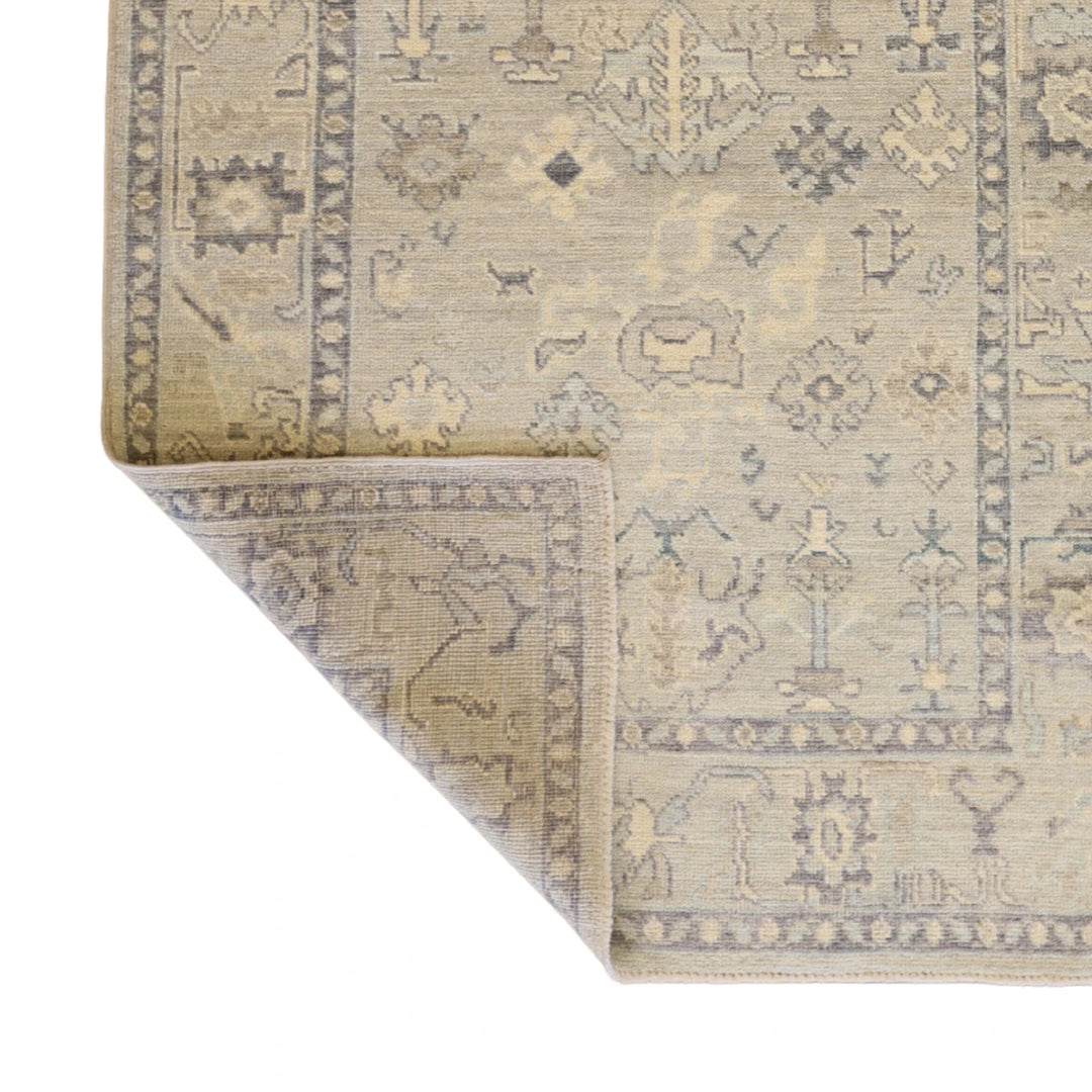 3'11" x 5'11" BLUE AND BLUE OUSHAK GEOMETRIC PAKISTANI RUG