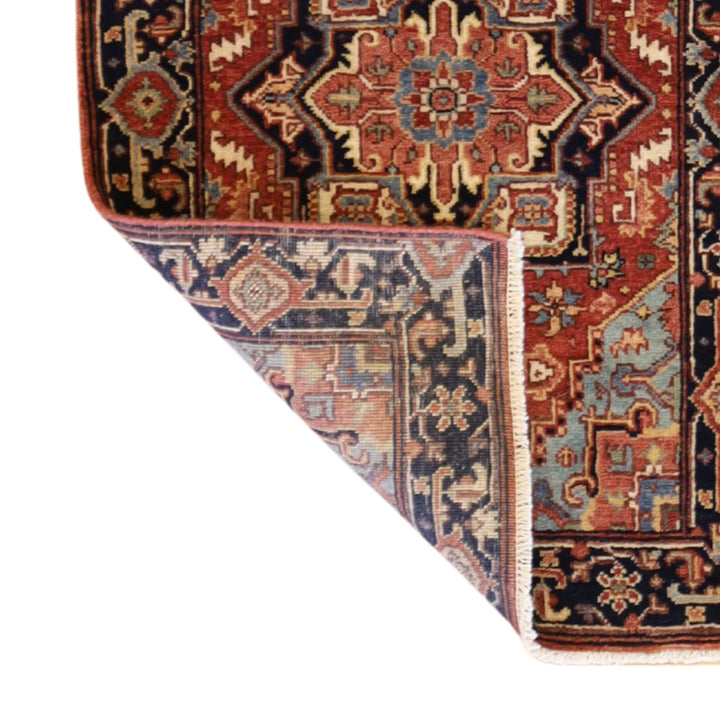 2'0" x 3'0" RUST AND NAVY SERAPI GEOMETRIC INDIAN RUG