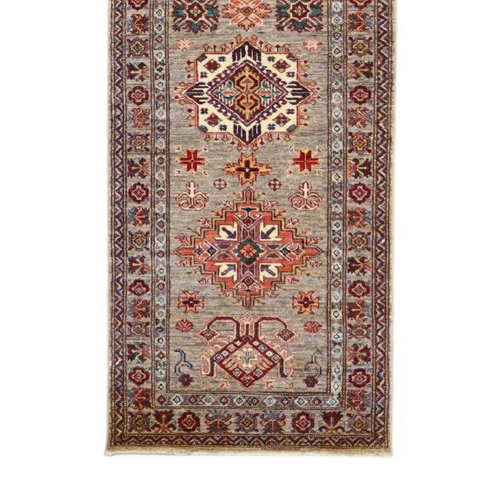 2' 9" x 9' 8" TAUPE AND TAUPE KAZAK GEOMETRIC PAKISTANI RUG