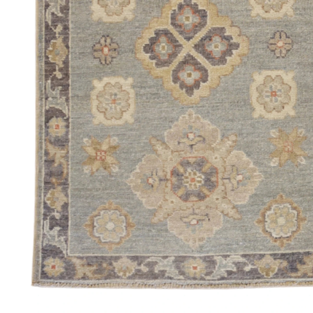 2'0" x 2'11" BLUE AND GRAY PESHAWAR GEOMETRIC PAKISTANI RUG