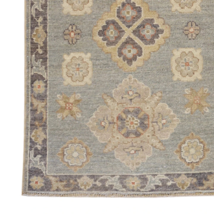 2'0" x 2'11" BLUE AND GRAY PESHAWAR GEOMETRIC PAKISTANI RUG
