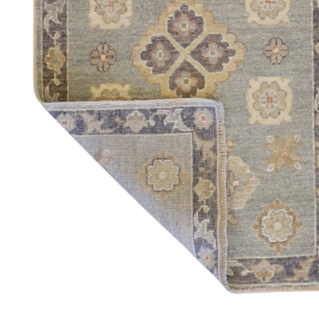 2'0" x 2'11" BLUE AND GRAY PESHAWAR GEOMETRIC PAKISTANI RUG