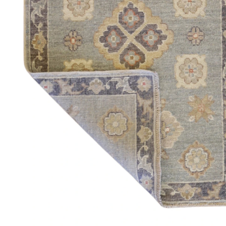 2'0" x 2'11" BLUE AND GRAY PESHAWAR GEOMETRIC PAKISTANI RUG