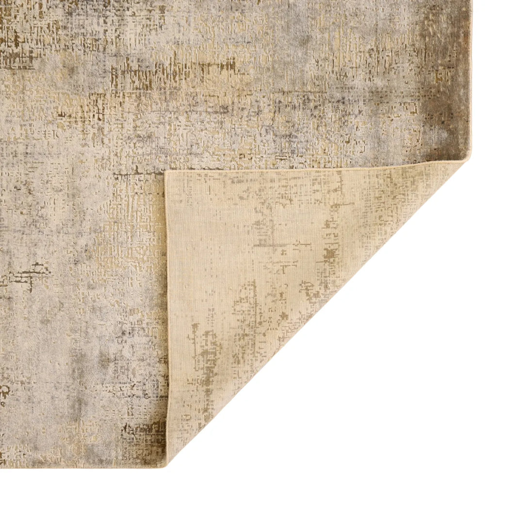 8'0" x 10'0" SILVER AND BROWN MODERN INDIAN  RUG