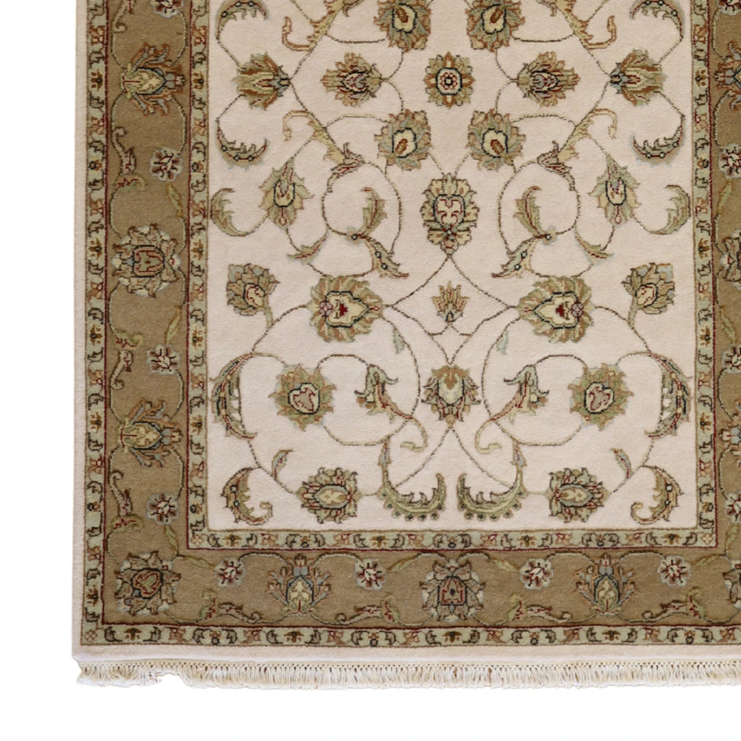 4'0" x 6'0" IVORY AND GOLD JAIPUR FLORAL INDIAN RUG