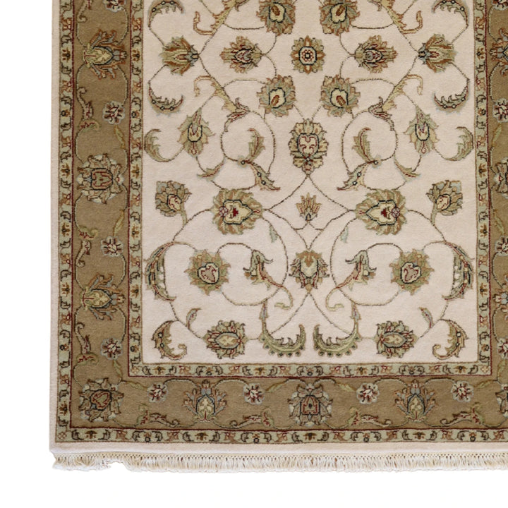 4'0" x 6'0" IVORY AND GOLD JAIPUR FLORAL INDIAN RUG
