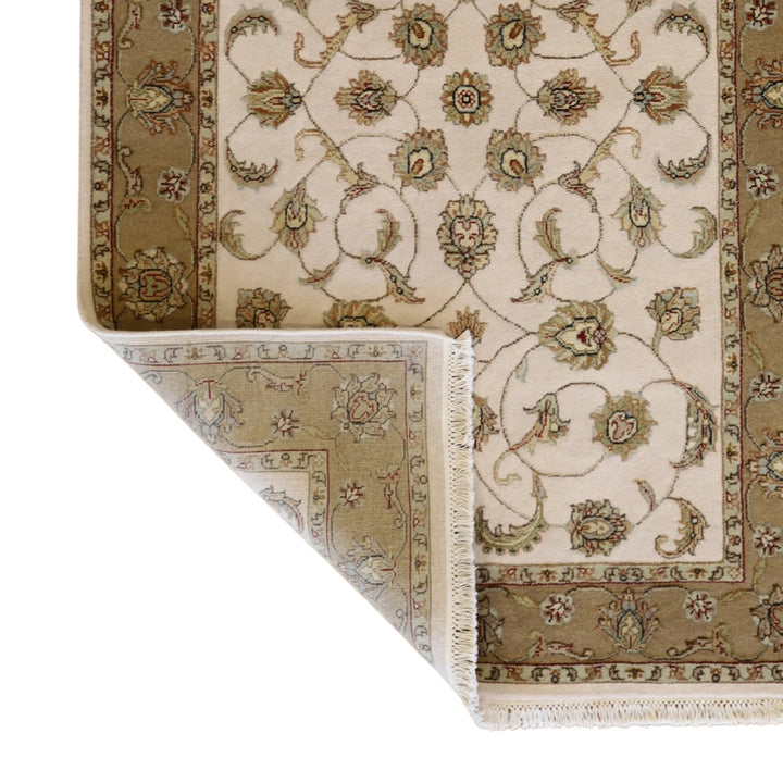 4'0" x 6'0" IVORY AND GOLD JAIPUR FLORAL INDIAN RUG