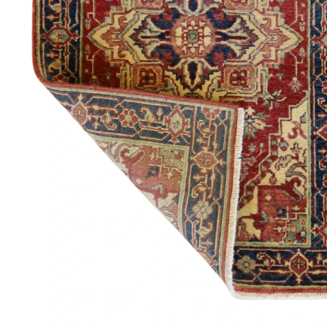 2'1" x 3'2" RED AND BLUE SERAPI GEOMETRIC INDIAN RUG