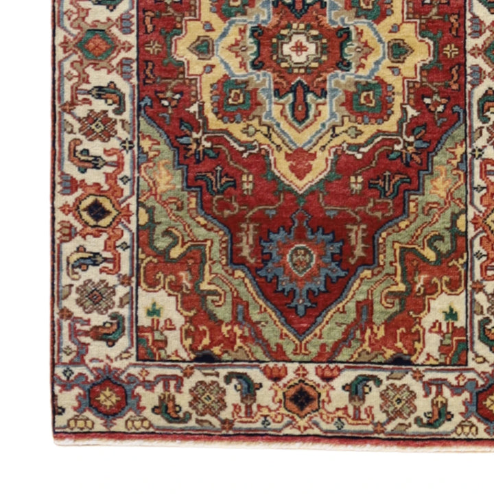 2'1" x 3'2" RED AND BEIGE SERAPI GEOMETRIC INDIAN RUG