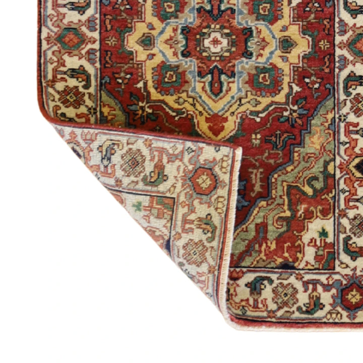 2'1" x 3'2" RED AND BEIGE SERAPI GEOMETRIC INDIAN RUG