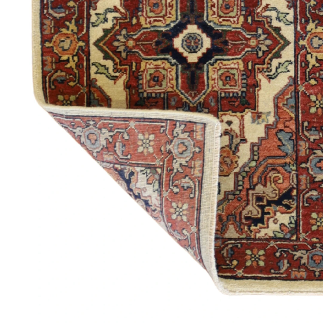 2'0" x 3'1" BEIGE AND RED SERAPI GEOMETRIC INDIAN RUG
