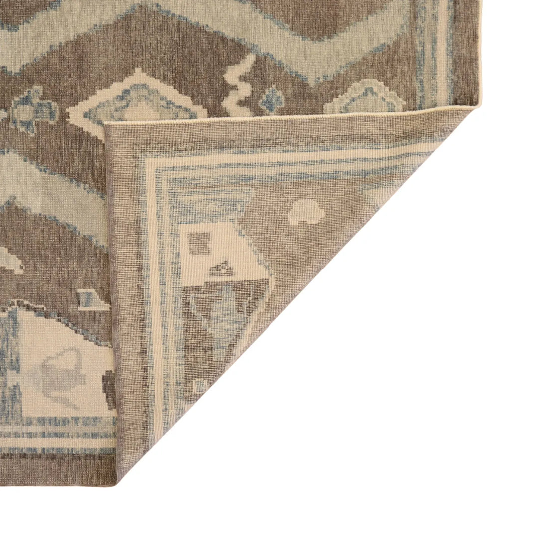 8'1" x 10'7" CHARCOAL AND GRAY OUSHAK TURKISH GEOMETRIC RUG