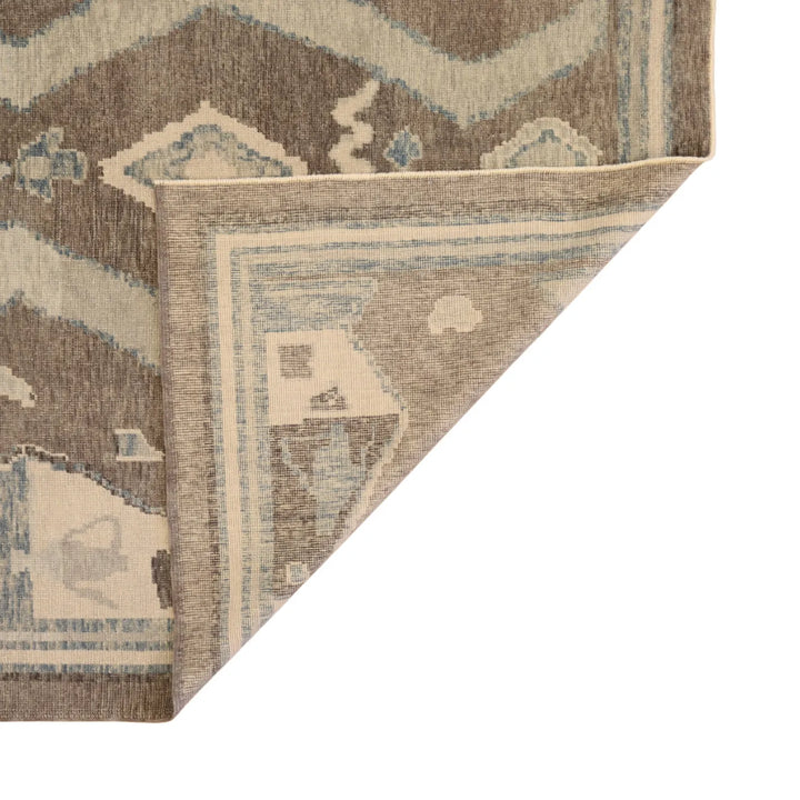 8'1" x 10'7" CHARCOAL AND GRAY OUSHAK TURKISH GEOMETRIC RUG