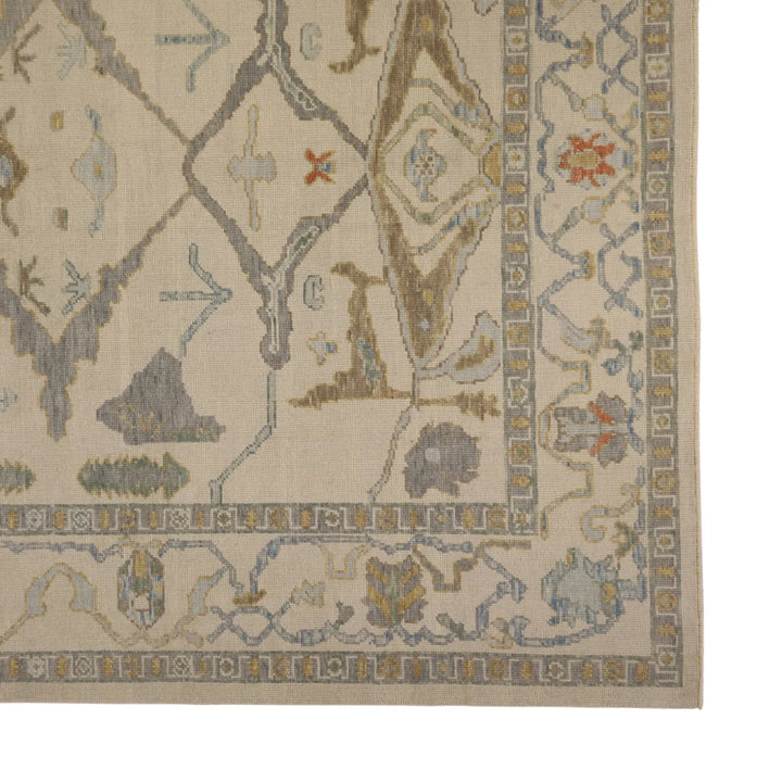 8'4" x 9'5" GRAY AND GRAY OUSHAK TURKISH GEOMETRIC RUG