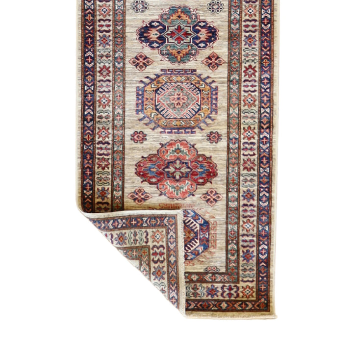 2' 9" x 10' 1" BEIGE AND BEIGE KAZAK GEOMETRIC PAKISTANI RUG