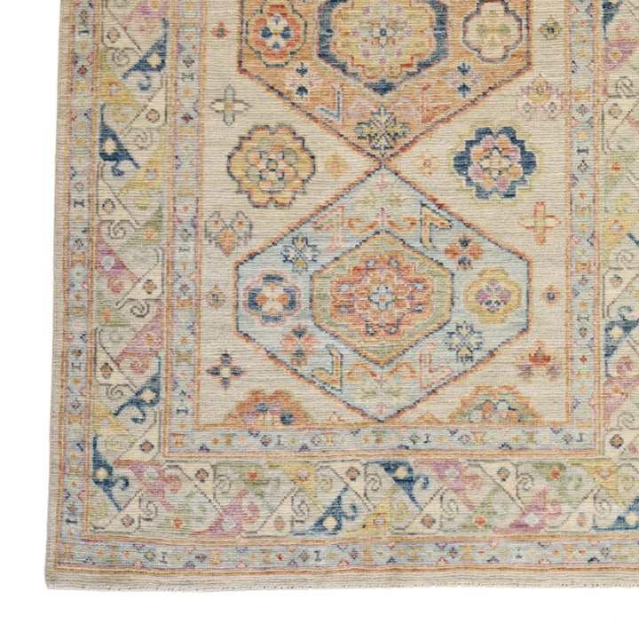 3'10" x 6'7" BEIGE AND BEIGE OUSHAK GEOMETRIC PAKISTANI RUG