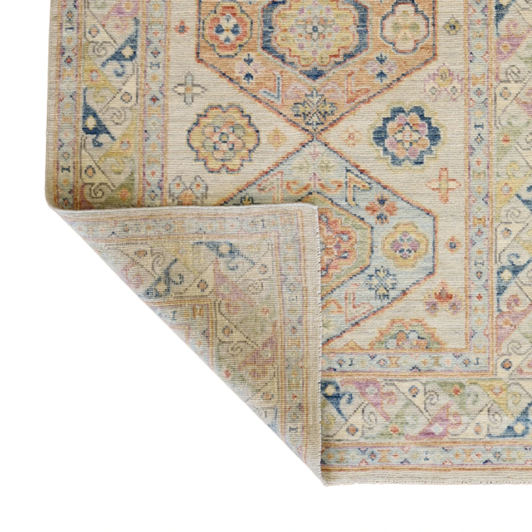 3'10" x 6'7" BEIGE AND BEIGE OUSHAK GEOMETRIC PAKISTANI RUG